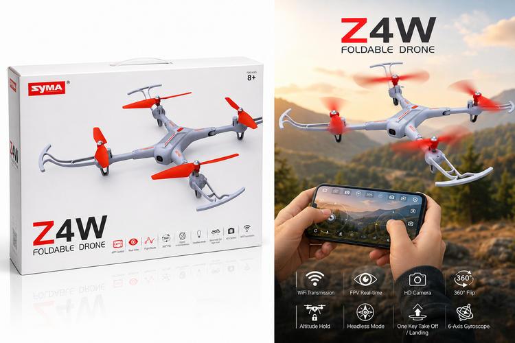 کوادکوپتر تاشو سایما مدل SYMA Z4W مجهز به دوربین و کنترل از طریق موبایل
