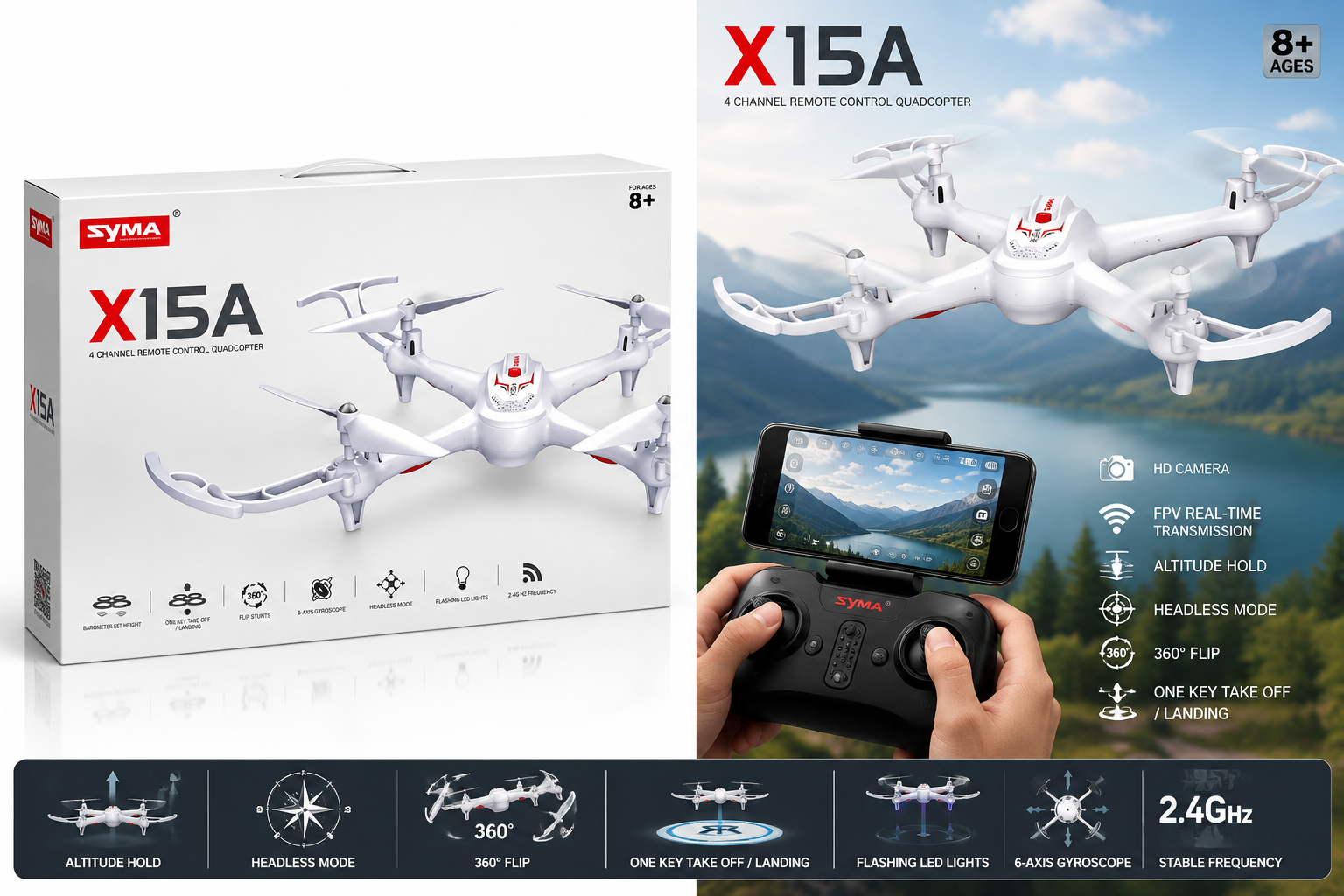 کوادکوپتر SYMA X15A | پهپاد کنترلی 4 کاناله با حفظ ارتفاع