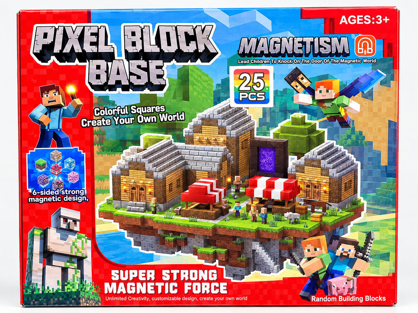 لگو ساختنی مگنتی پیکسل بلاک 25 تکه مدل Minecraft