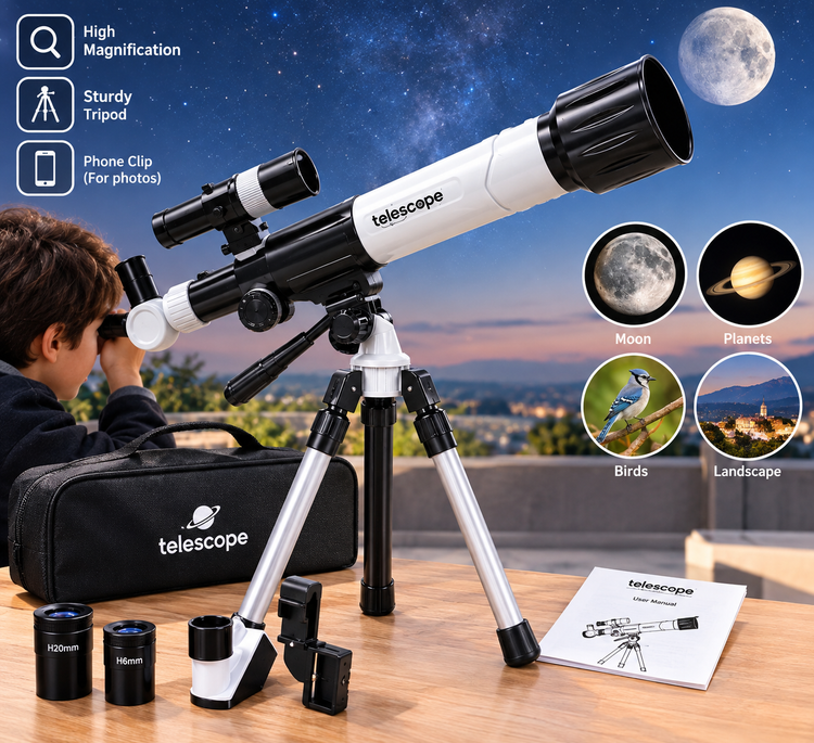 تلسکوپ نجومی کودک مدل GUANGXUEBAO به همراه سهپایه و هولدر موبایل